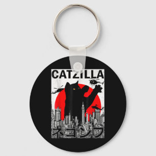 Catzilla Cute Art Japanese Cat Stuff For Cat Lover Key Ring