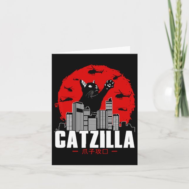 Catzilla Cute Cat Stuff For Cat Lover  Card (Front)