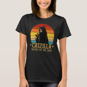 Catzilla Father Of He Cats Retro Vintage Sunset T-Shirt