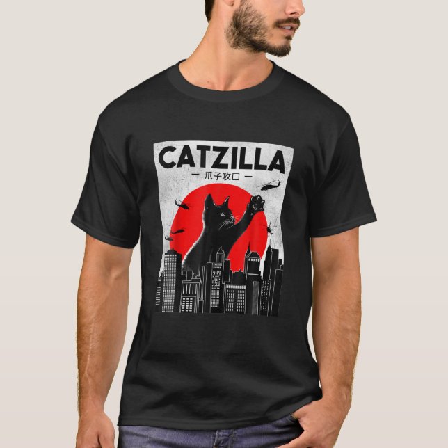 Catzilla Funny Cat , Funny Cat , Cat Lover T-Shirt (Front)