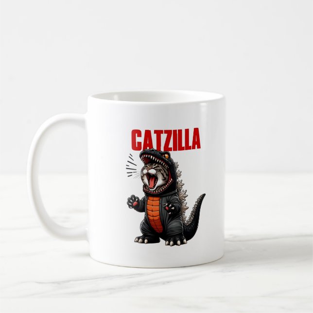 Catzilla – Funny Cat Godzilla Mashup Coffee Mug (Left)