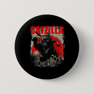 Catzilla - Funny Cat Lover Kitten Kitty Short Slee 6 Cm Round Badge