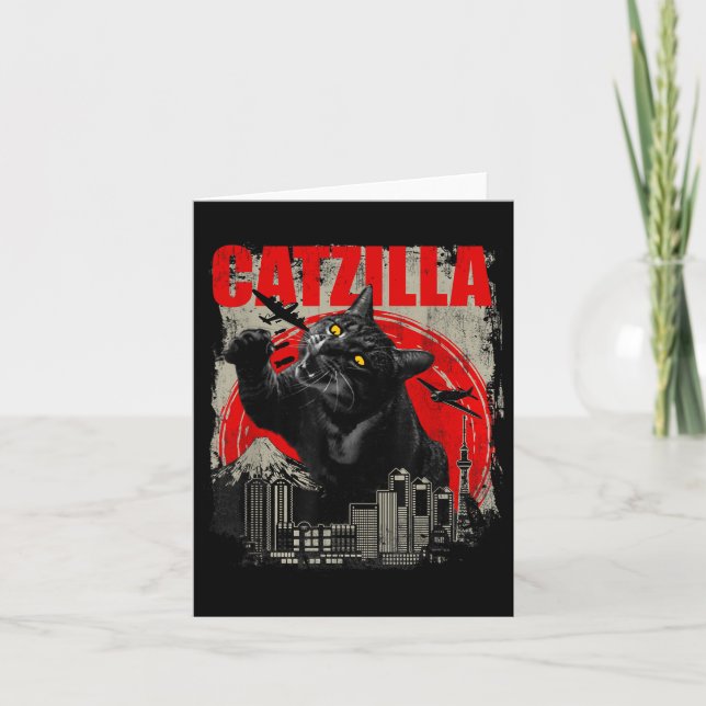 Catzilla - Funny Cat Lover Kitten Kitty Short Slee Card (Front)