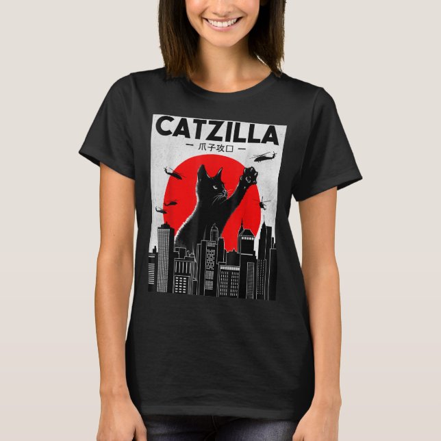 Catzilla Funny Cat Shirt, Funny Cat T-shirt, Cat L T-Shirt (Front)