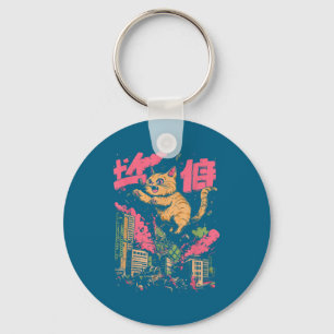 Catzilla Funny Giant Cat Monster Kaiju Japanese Ka Key Ring