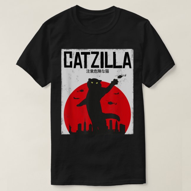 Catzilla Funny Kaiju Cat Design T-Shirt (Design Front)