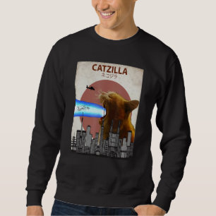 Catzilla Giant Cat with Mouth Lasers Japanese Funn Sweatshirt