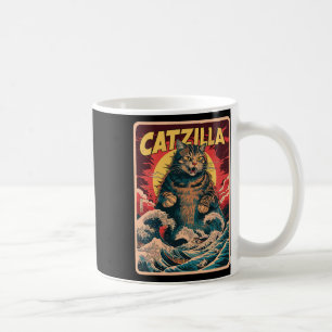 Catzilla Japanese Art Funny Cat Vintage Graphic Coffee Mug
