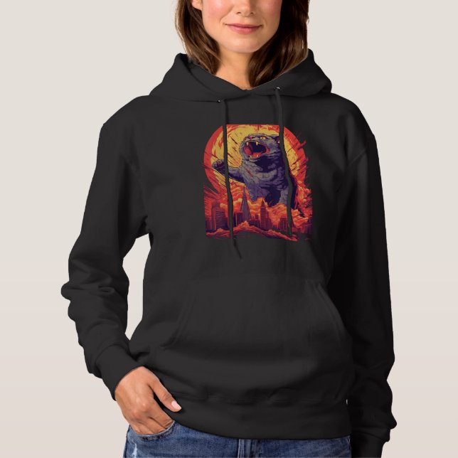 Catzilla Japanese Cute Cat Stuff Cat  Cat Mom Cat  Hoodie (Front)