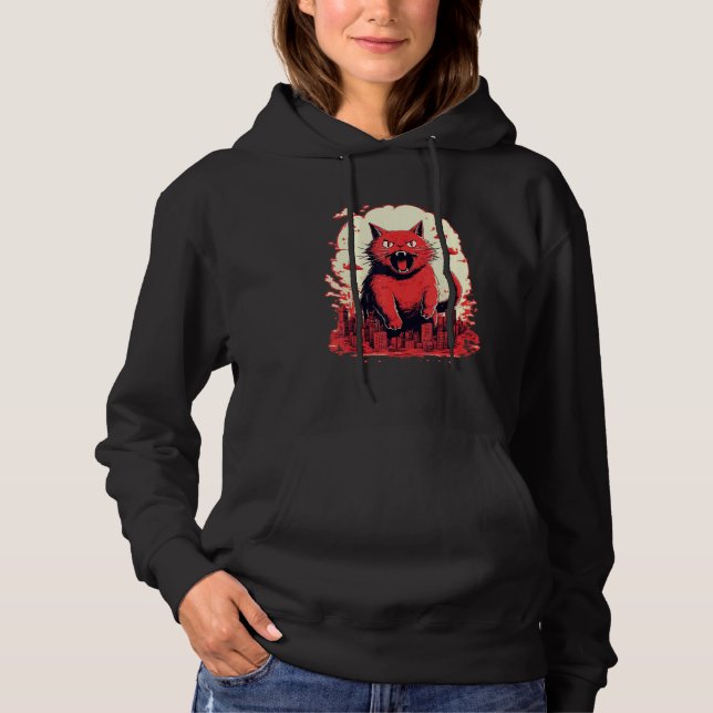 Catzilla Japanese Cute Cat Stuff Cat  Cat Mom Cat  Hoodie (Front)