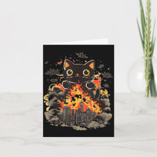 Catzilla Japanese Sunset Funny Japan Cat Card