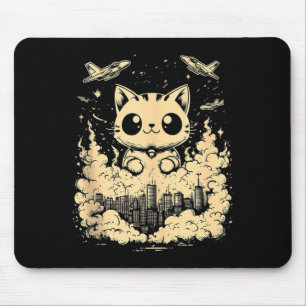 Catzilla Japanese Sunset Funny Japan Cat Mouse Pad