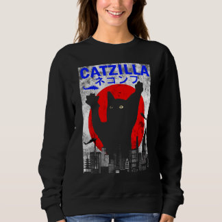 Catzilla Japanese Sunset Style Cat Kitten Sweatshirt