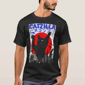 Catzilla Japanese Sunset Style Cat Kitten T-Shirt