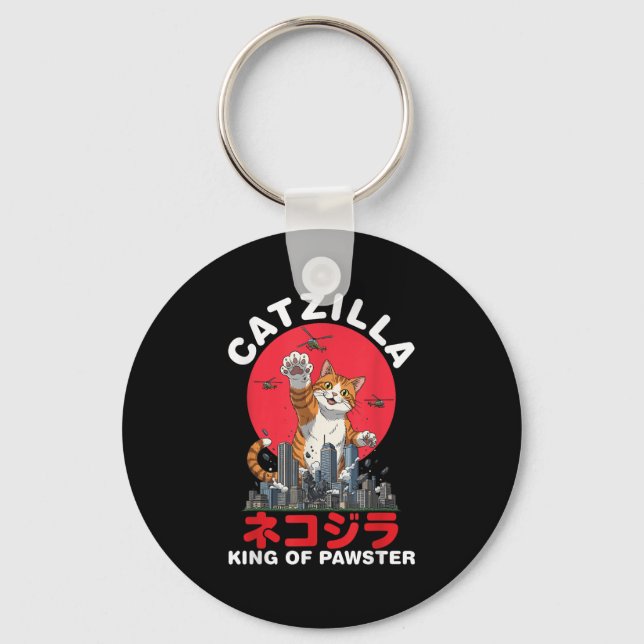Catzilla King Of Pawster Giant Cat Destroy City He Key Ring (Front)