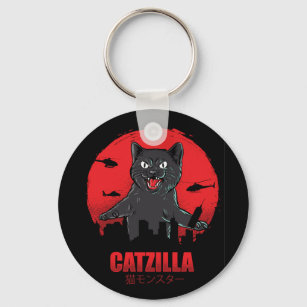 Catzilla Monster Cat Classic Round Key Ring