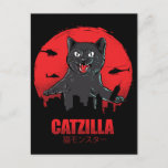 Catzilla Monster Cat Destroys Skyscraper Building  Postcard<br><div class="desc">Catzilla Monster Cat Destroys Skyscraper Building.  Soon to be a blockbuster crypto,  cryptozoology science fiction horror movie.</div>