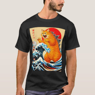 Catzilla orange cat japanese art for men women kid T-Shirt