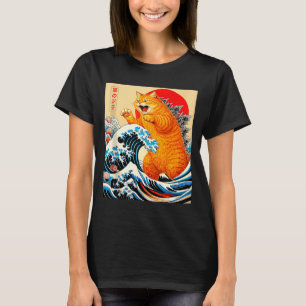 Catzilla orange cat japanese art for men women kid T-Shirt