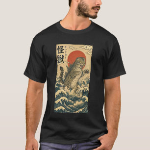 Catzilla Scottish Fold Japanese Art Funny Pet T-Shirt