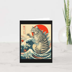 Catzilla Shorthair Cat Japanese Art Gifts For Men Card