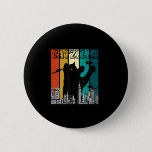 Catzilla Vintage Retro Funny Cat Kitten Halloween  6 Cm Round Badge