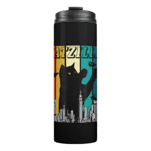 Catzilla Vintage Retro Funny Cat Kitten Halloween Thermal Tumbler