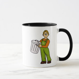 Caucasian Male Garbage Man Name Mug