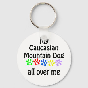 Caucasian Mountain Dog Walks Design Key Ring