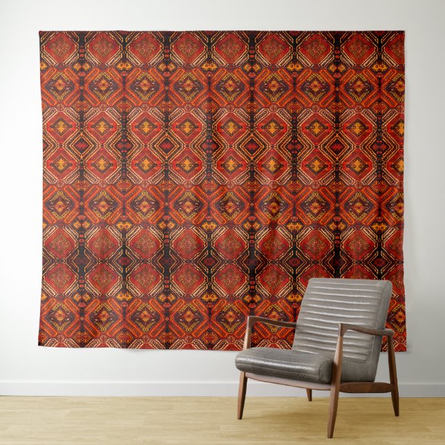 Caucasian rug design in warm colours  tapestry (In Situ (Horizontal))