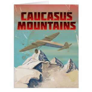 Caucasus mountains vintage travel poster