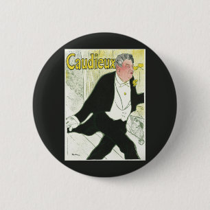 Caudieux by Toulouse Lautrec, Vintage Art Nouveau 6 Cm Round Badge