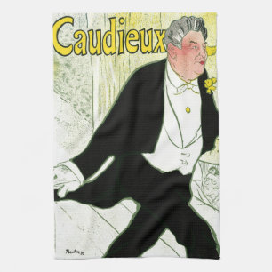 Caudieux by Toulouse Lautrec, Vintage Art Nouveau, Tea Towel