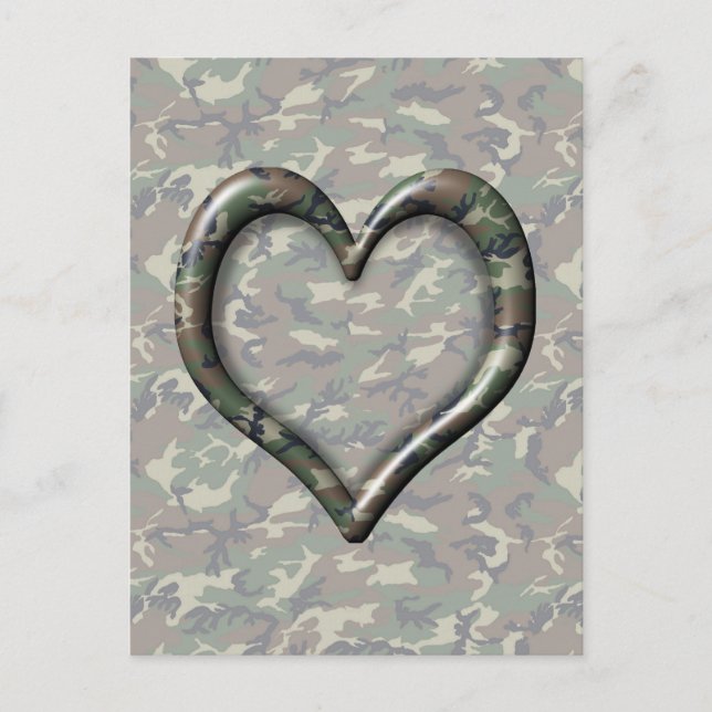 Cauflage Woodland Forest Heart on Ca Postcard (Front)