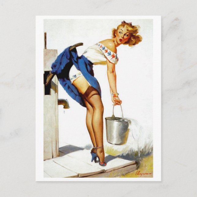 Caught Pin Up Postcard (Front)