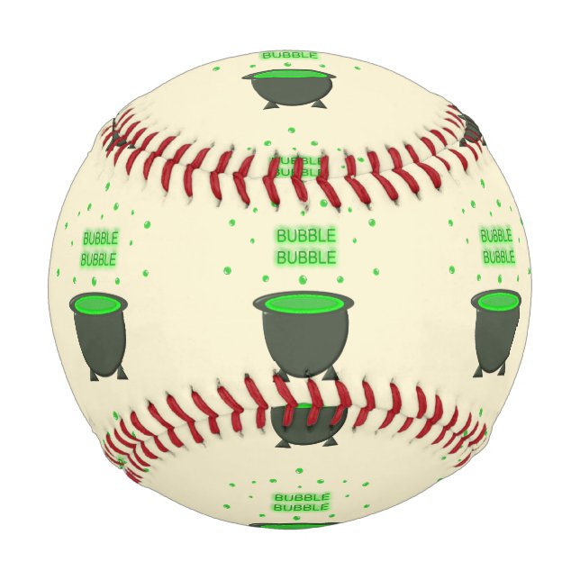 Cauldron and Bubbling Green Brew Halloween Baseball (Front)