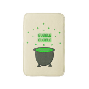 Cauldron and Bubbling Green Brew Halloween Bath Mat