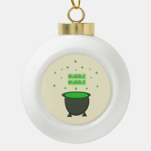 Cauldron and Bubbling Green Brew Halloween Ceramic Ball Christmas Ornament