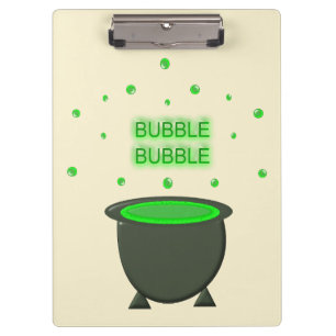 Cauldron and Bubbling Green Brew Halloween Clipboard