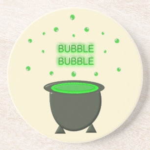 Cauldron and Bubbling Green Brew Halloween Coaster