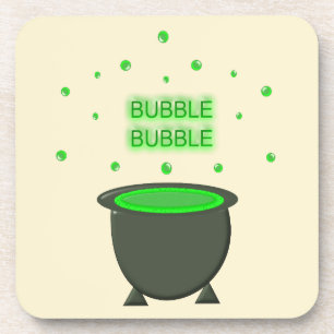 Cauldron and Bubbling Green Brew Halloween Coaster