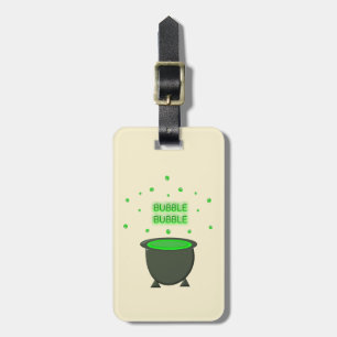 Cauldron and Bubbling Green Brew Halloween Custom Luggage Tag