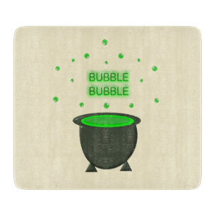 Cauldron and Bubbling Green Brew Halloween Cutting Board