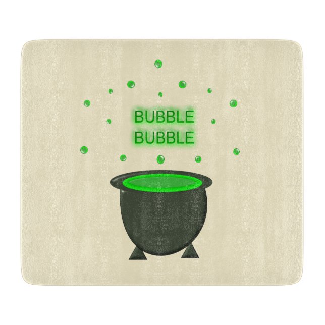 Cauldron and Bubbling Green Brew Halloween Cutting Board (Front)
