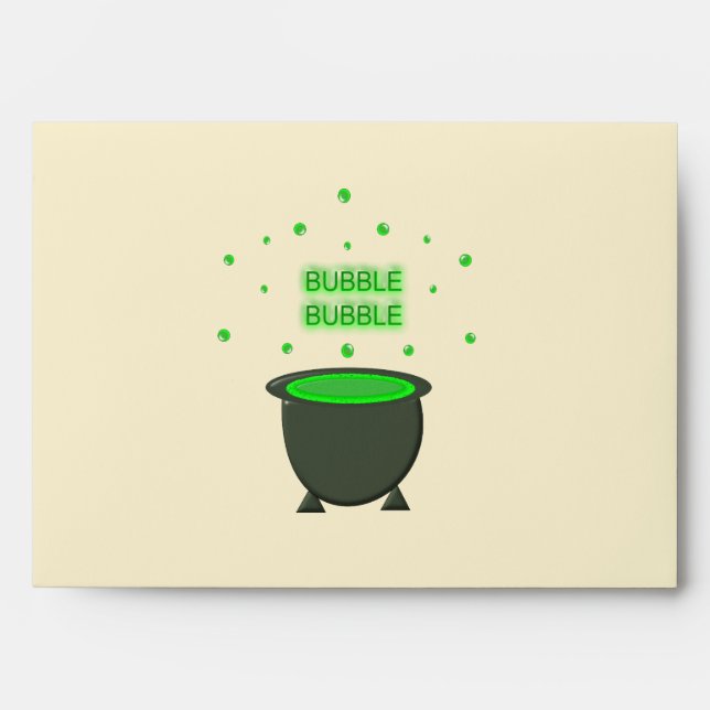 Cauldron and Bubbling Green Brew Halloween Envelope (Front)