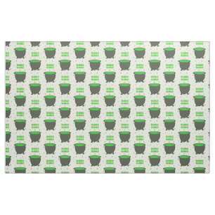 Cauldron and Bubbling Green Brew Halloween Fabric