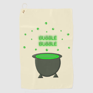 Cauldron and Bubbling Green Brew Halloween Golf Towel