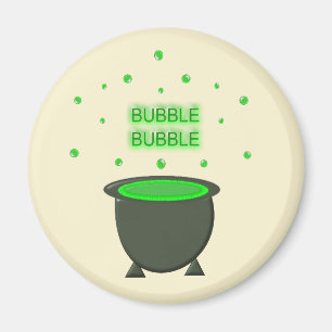 Cauldron and Bubbling Green Brew Halloween Magnet