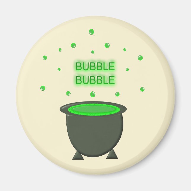 Cauldron and Bubbling Green Brew Halloween Magnet (Front)