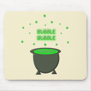 Cauldron and Bubbling Green Brew Halloween Mouse Pad